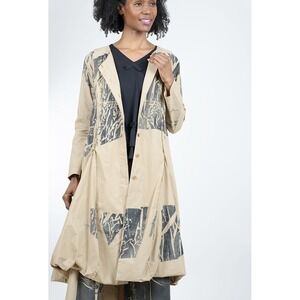 Kedziorek Beige Lagenlook Button Up Bubble Midi Dress Duster Coat Size 46 XXL